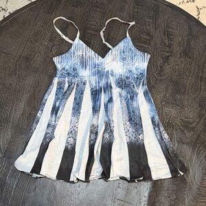 Y2K Mudd Black and Blue Patterned Tank Top